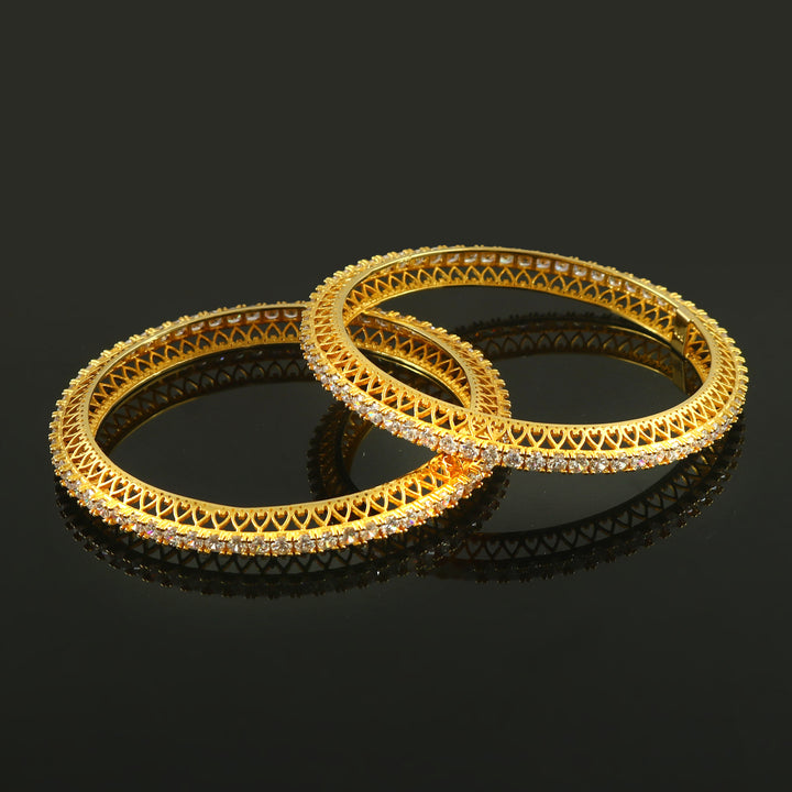 Beautiful Gold-Plated Silver Zircon Stone Bangle