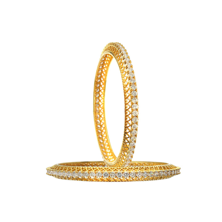 Beautiful Gold-Plated Silver Zircon Stone Bangle