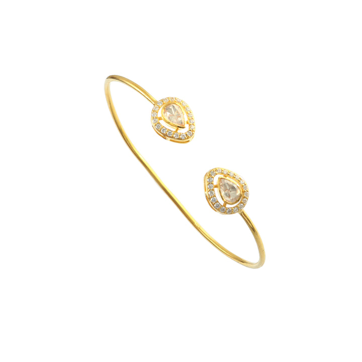 Beautiful Gold-Plated Silver Teardrop Moissanite Bangle