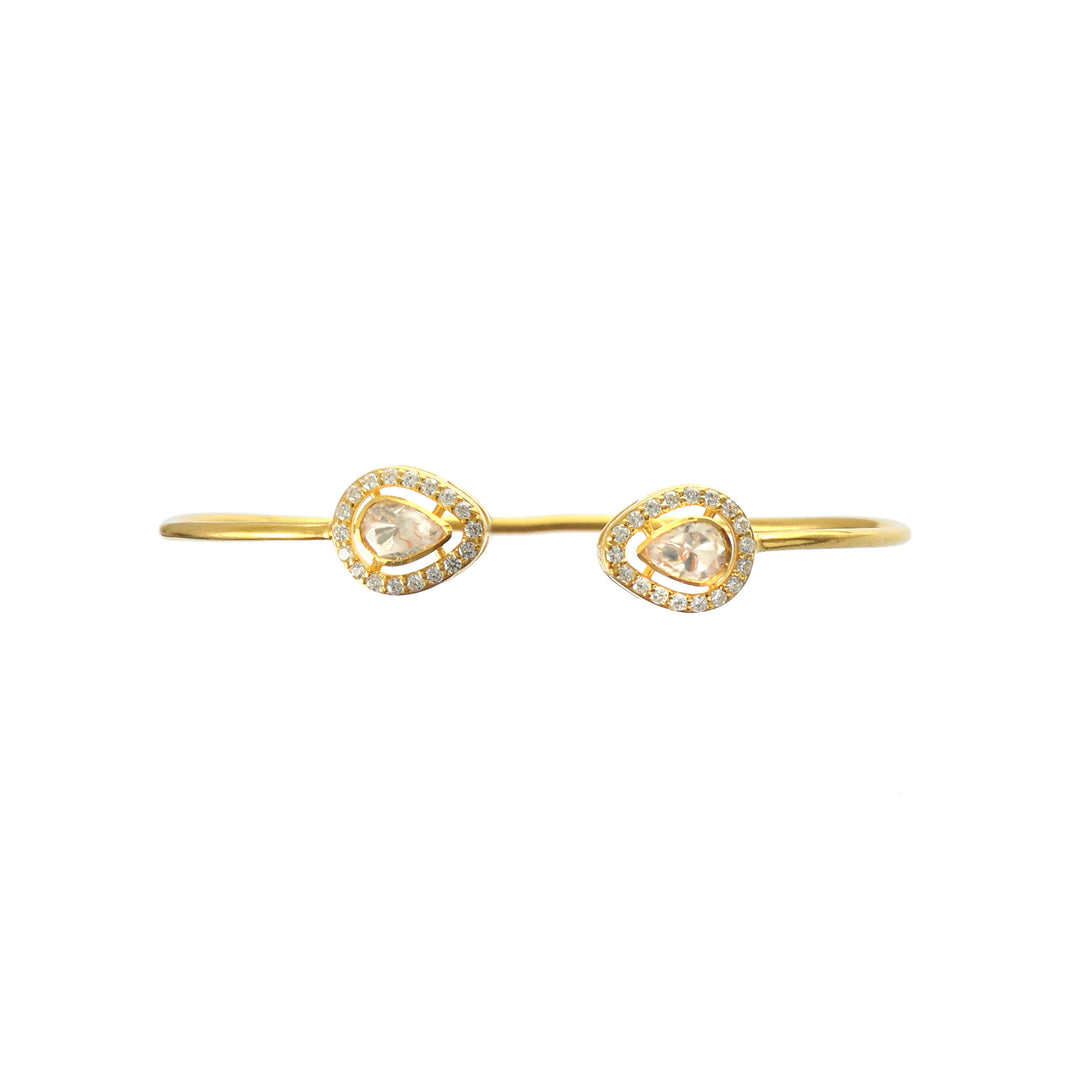 Beautiful Gold-Plated Silver Teardrop Moissanite Bangle