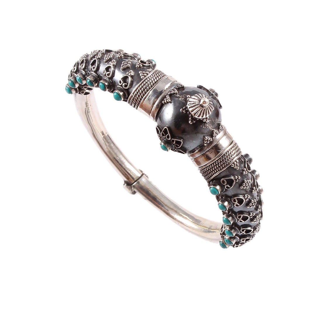 Silver Floral Design Statement Openable Bangle