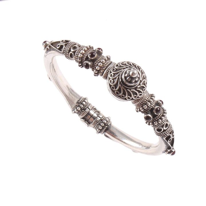 Silver Floral Statement Openable Unique Bangle