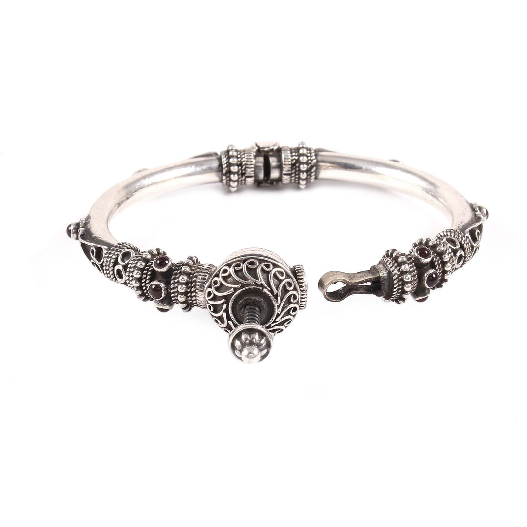 Silver Floral Statement Openable Unique Bangle