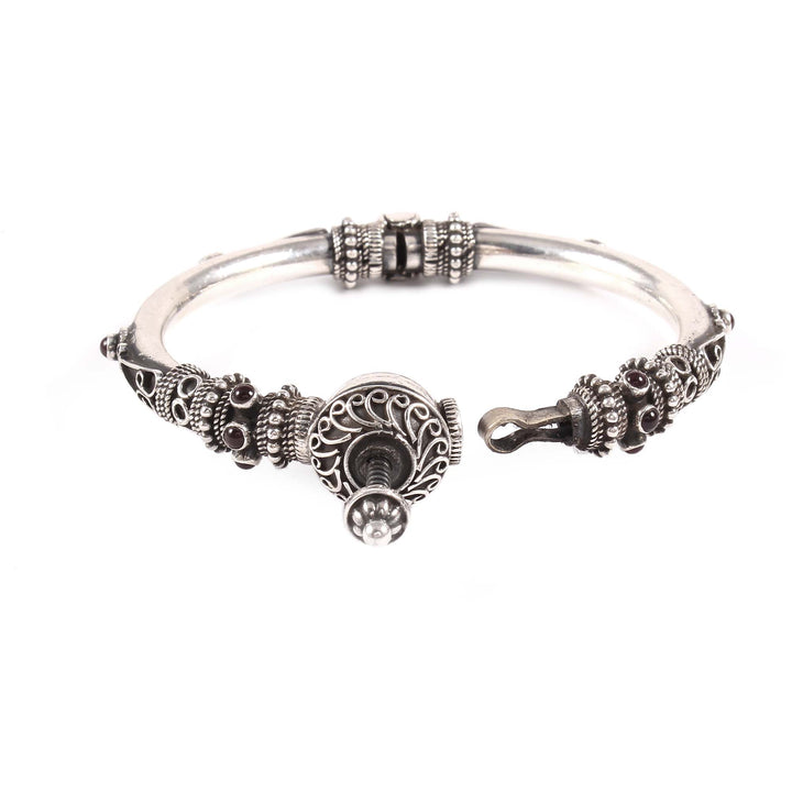 Silver Floral Statement Openable Unique Bangle