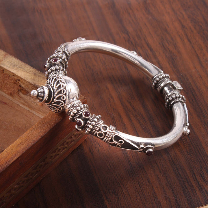 Silver Floral Statement Openable Unique Bangle