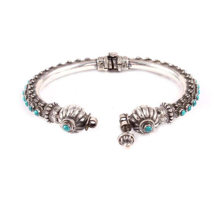 Silver Turquoise Eye Design Openable Unique Bangle