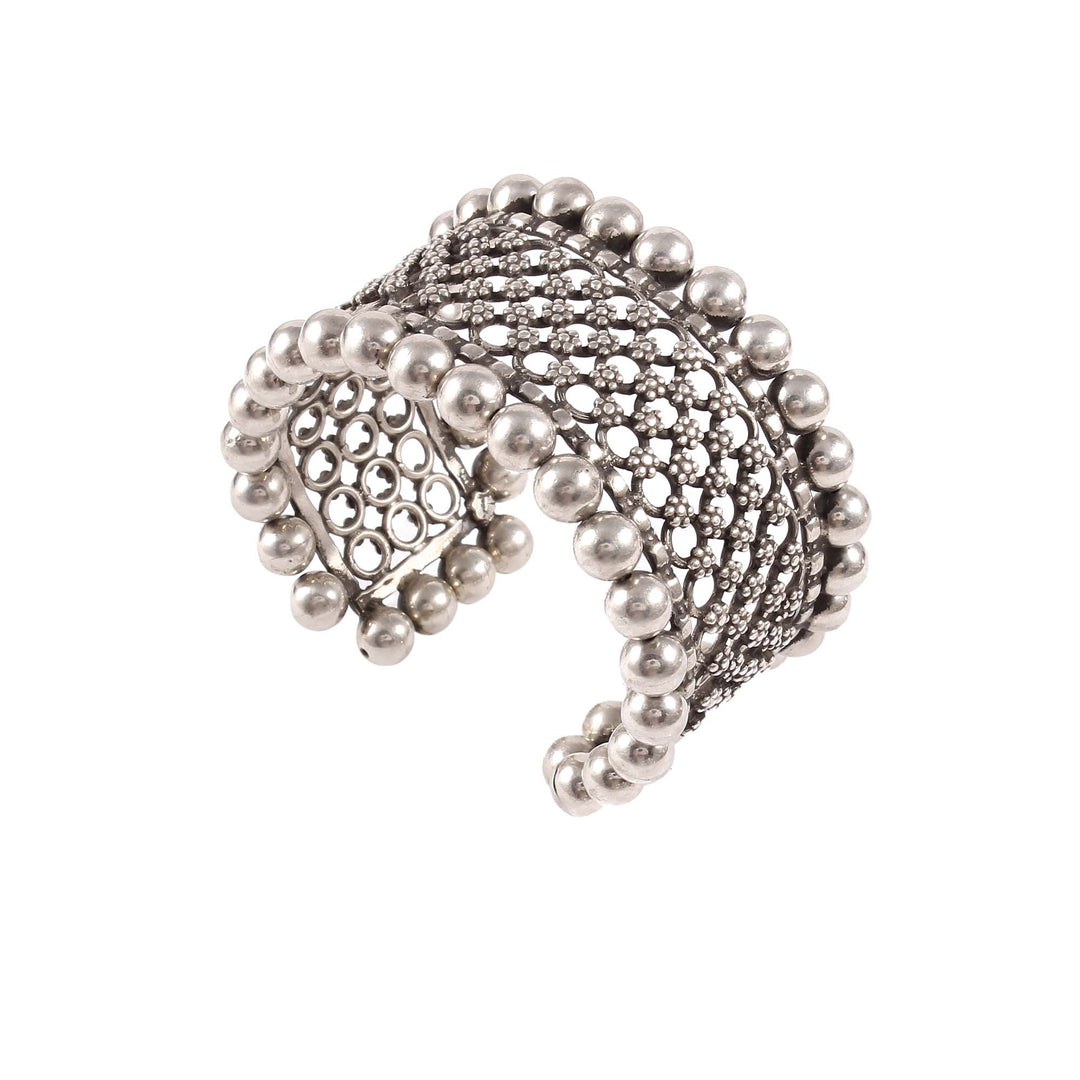 Silver Floral Statement, Designer Cuff Bangle