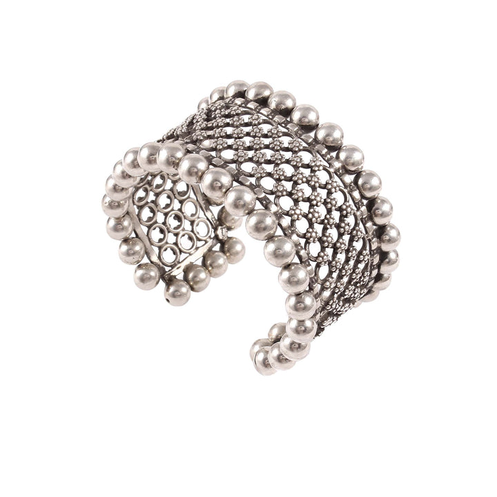 Silver Floral Statement, Designer Cuff Bangle