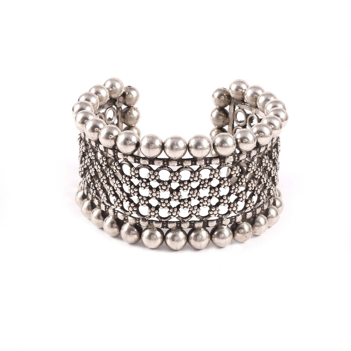 Silver Floral Statement, Designer Cuff Bangle