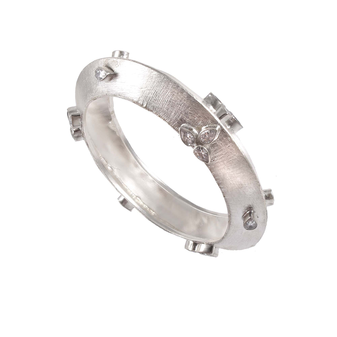 Silver Leaf Design Statement Bangle