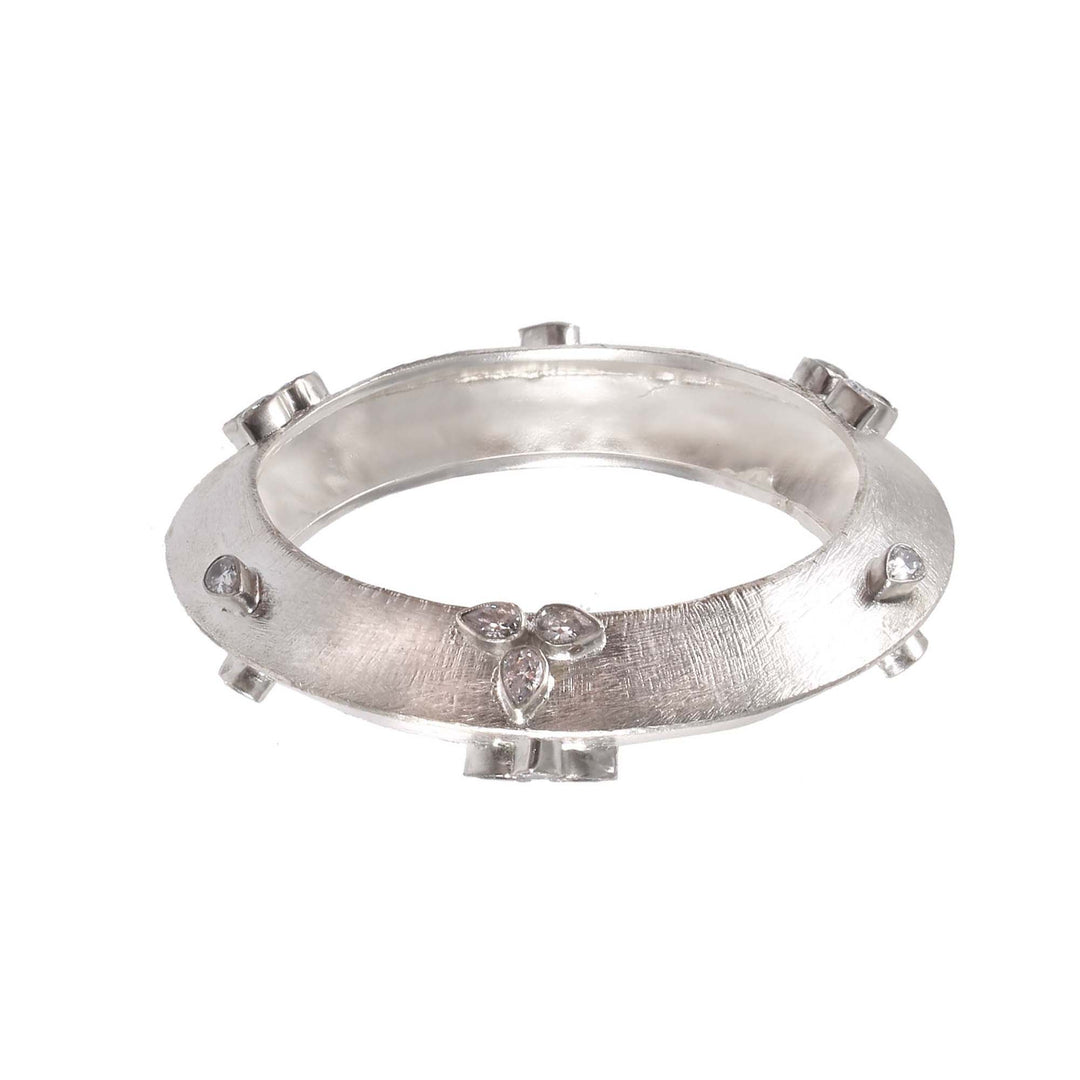 Silver Leaf Design Statement Bangle