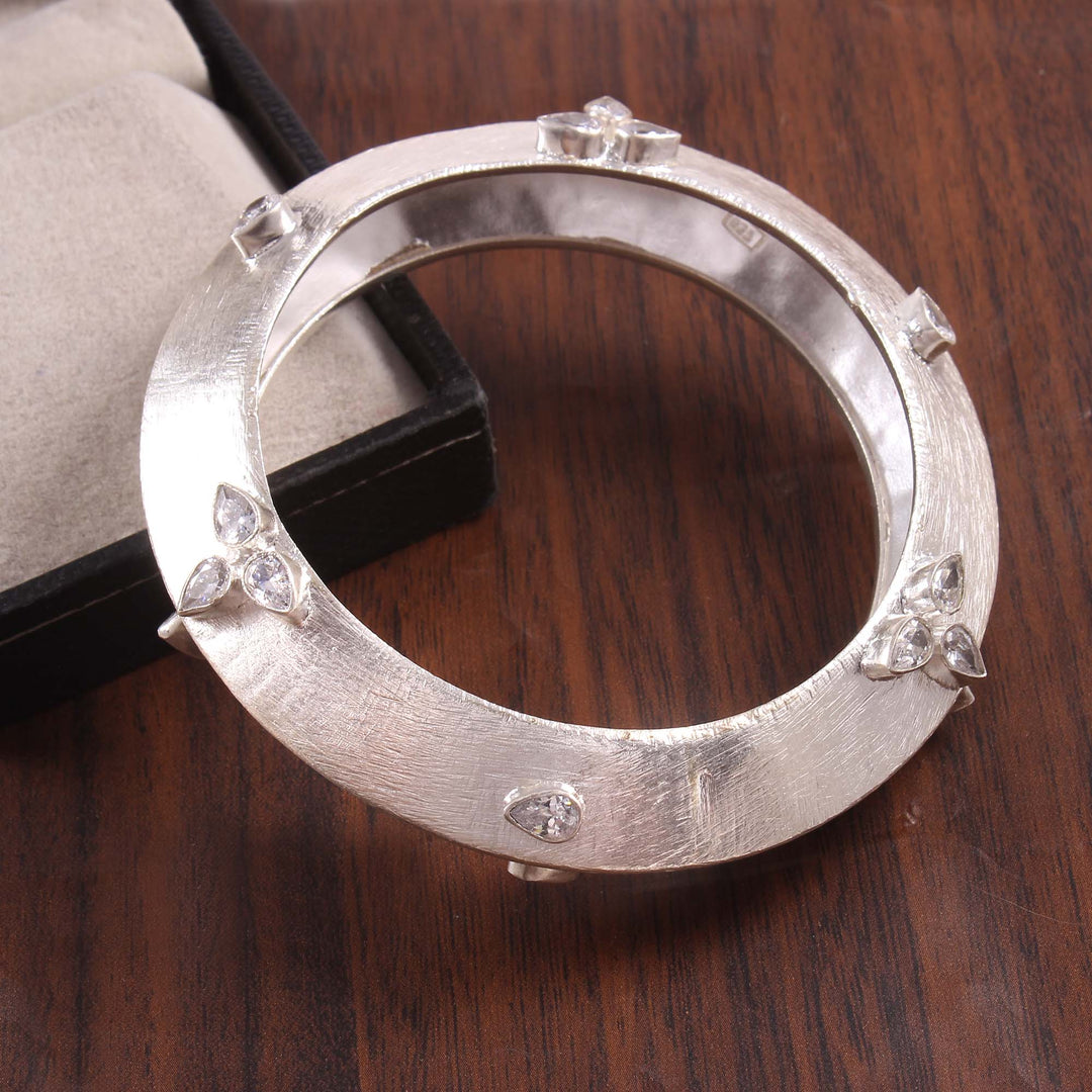 Silver Leaf Design Statement Bangle