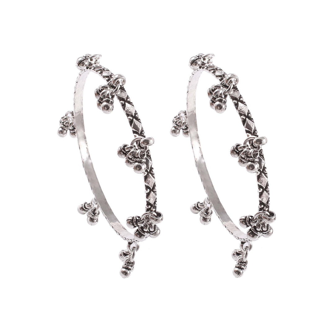 Silver Oxidized Adorable Design, Bangle with Ghungroo