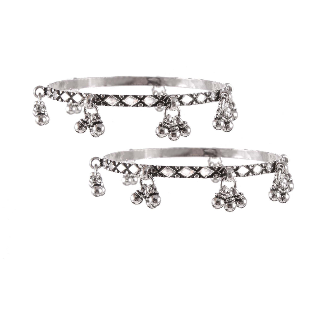 Silver Oxidized Adorable Design, Bangle with Ghungroo