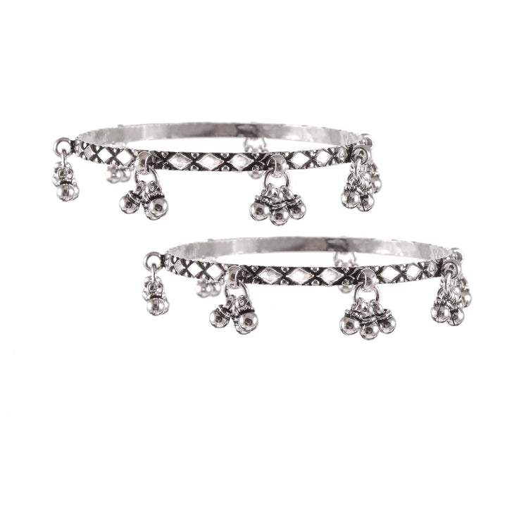 Silver Oxidized Adorable Design, Bangle with Ghungroo