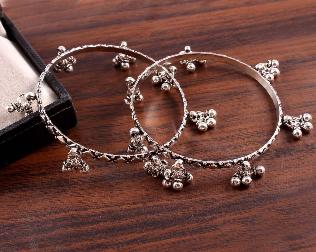 Silver Oxidized Adorable Design, Bangle with Ghungroo