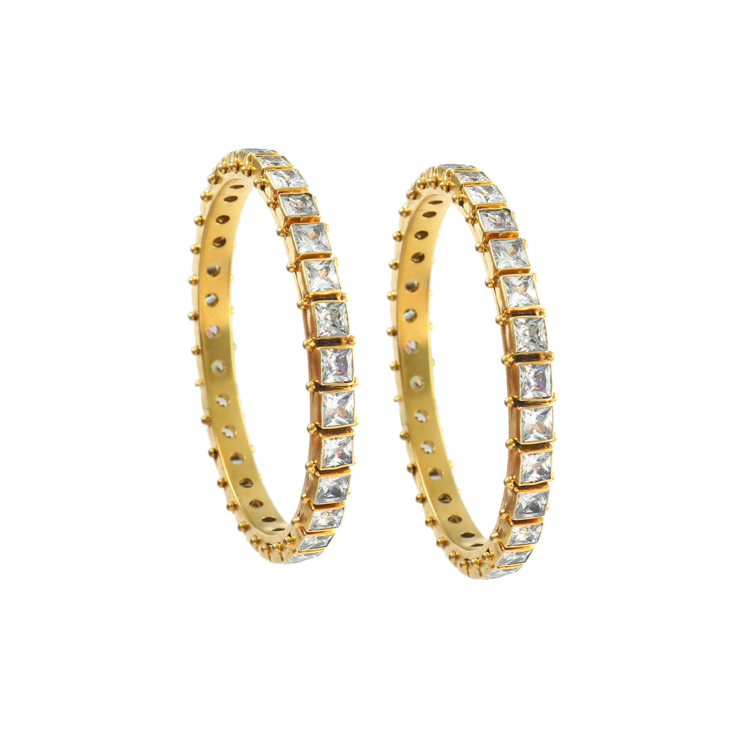 Gold Plated Silver Zircon Stone Bangle