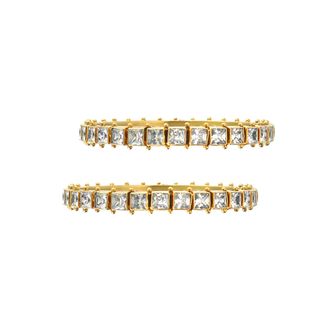 Gold Plated Silver Zircon Stone Bangle