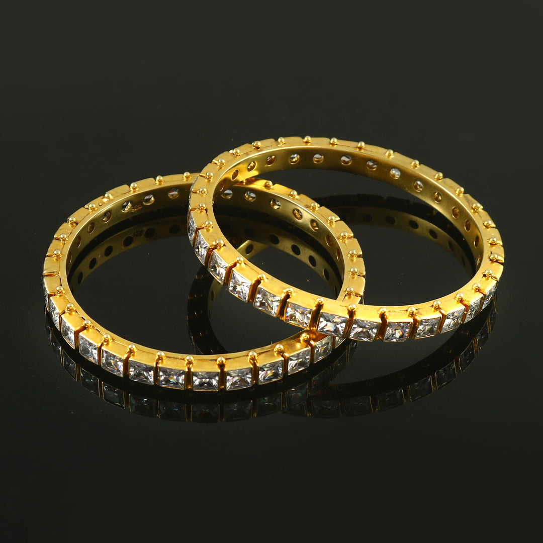 Gold Plated Silver Zircon Stone Bangle