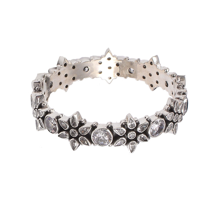 Silver Adorable Floral, CZ's Kada Bangle