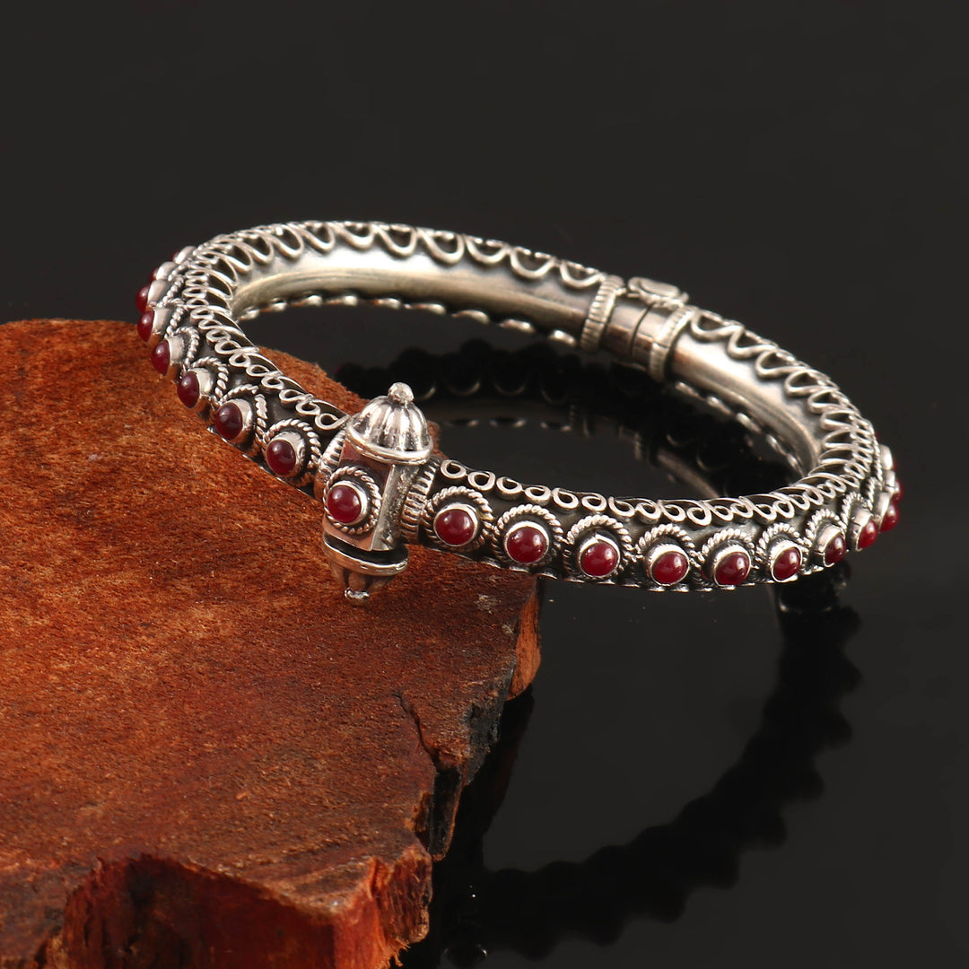 Silver Oxidized Kada Unique Bangle