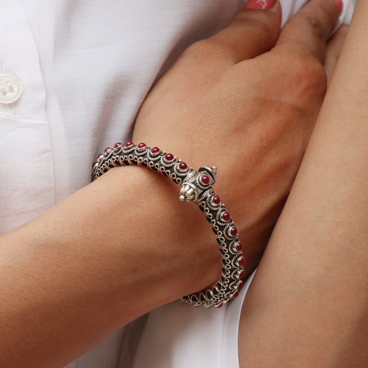 Silver Oxidized Kada Unique Bangle