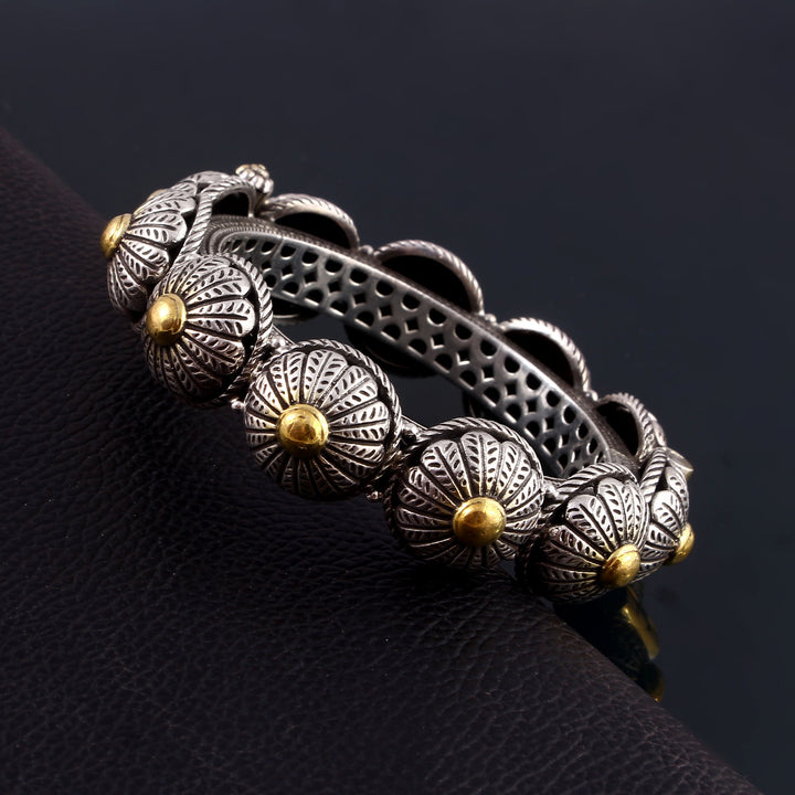 Gold Plated Silver Designer Rawa Openable Bangle