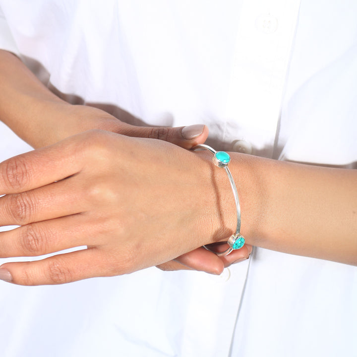 Silver Plane Firoza Bangle
