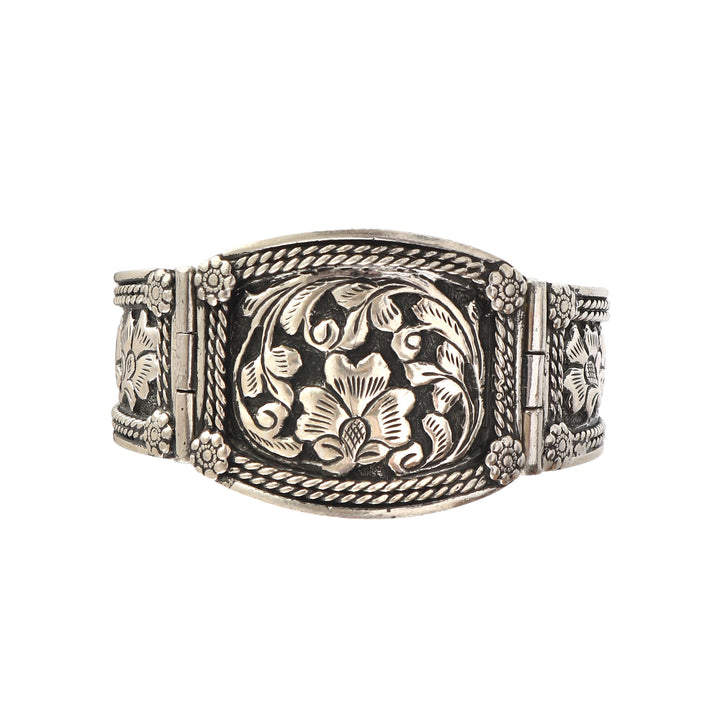 Silver Oxidized Hand-Engraved Adorable Bangle