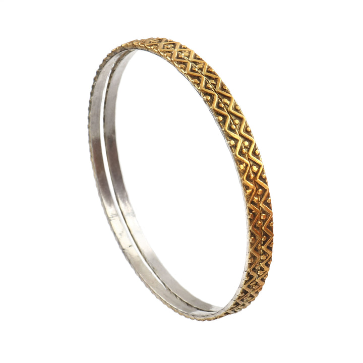 Gold Plated Silver, Oxidized Rawa Bangle