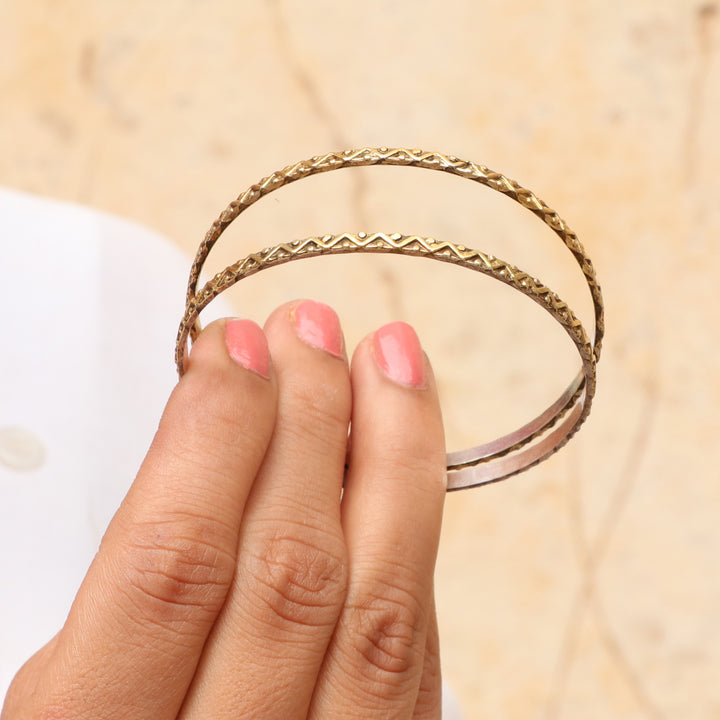Gold Plated Silver, Oxidized Rawa Bangle
