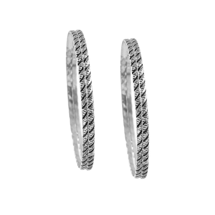 Silver Classic Oxidized Chudi Bangles