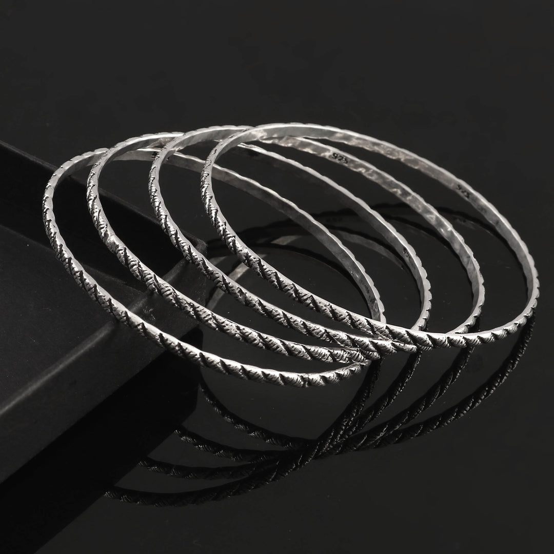 Silver Classic Oxidized Chudi Bangles
