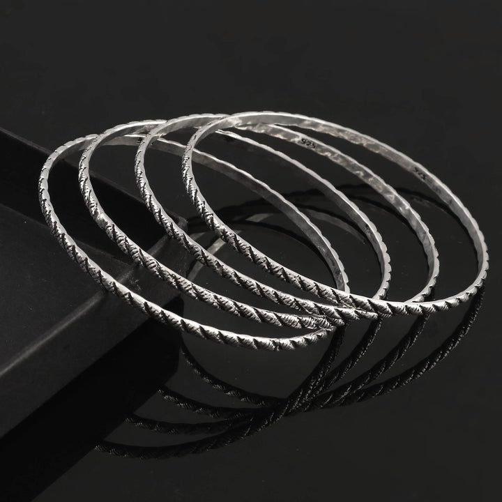 Silver Classic Oxidized Chudi Bangles