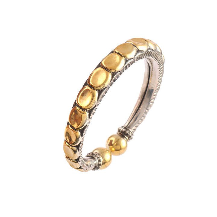 Dual Tone Silver Classic Cuff Bangle