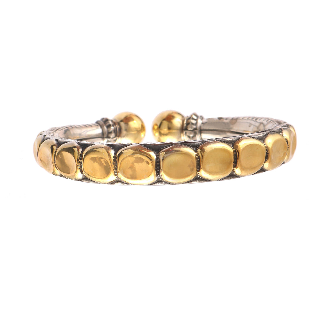 Dual Tone Silver Classic Cuff Bangle