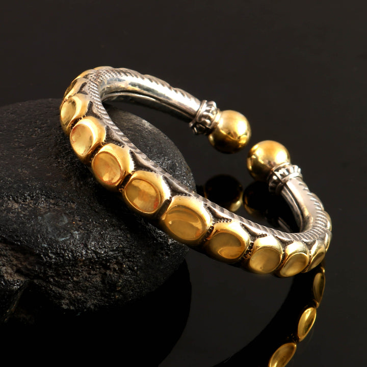 Dual Tone Silver Classic Cuff Bangle