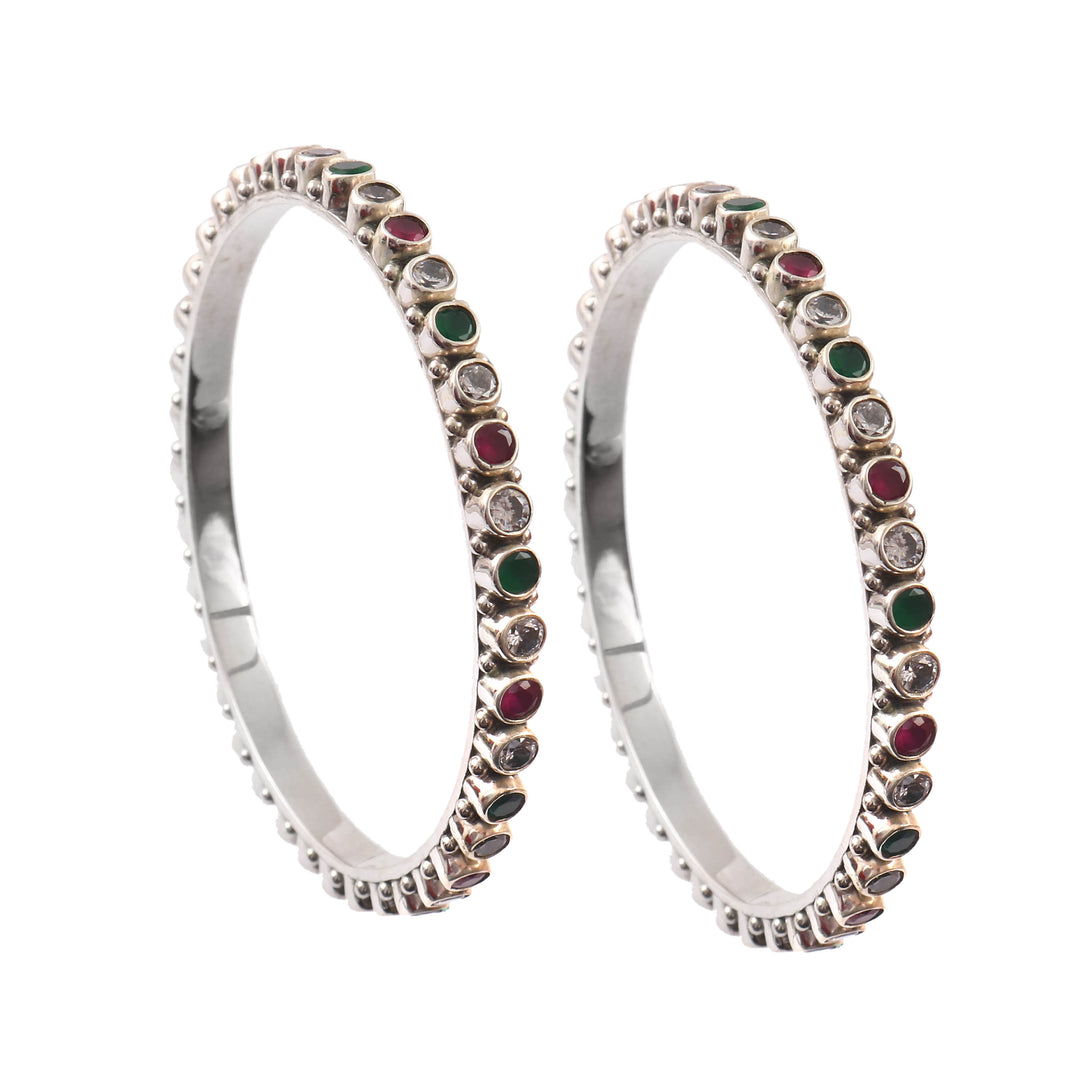 Silver Multi Color Classic Rawa Bangles