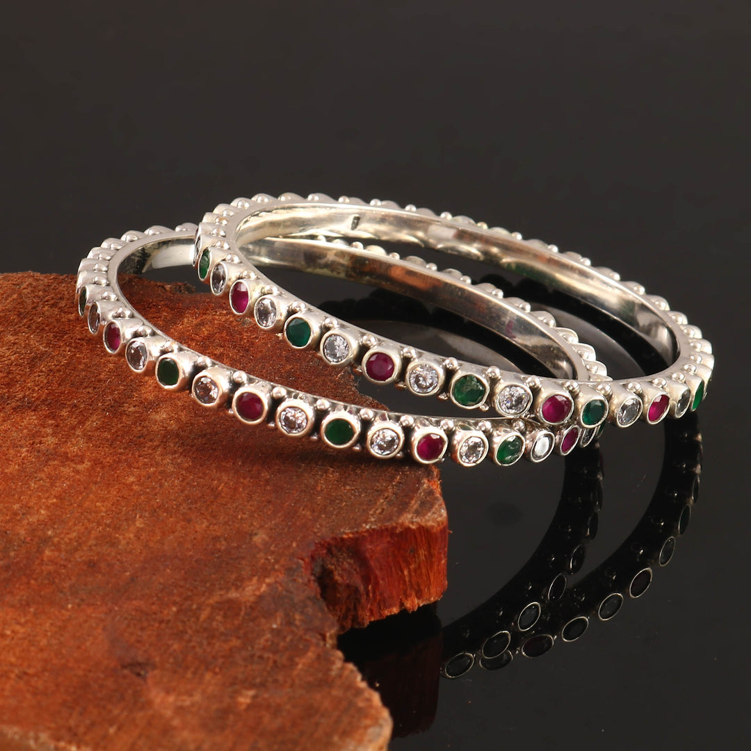 Silver Multi Color Classic Rawa Bangles