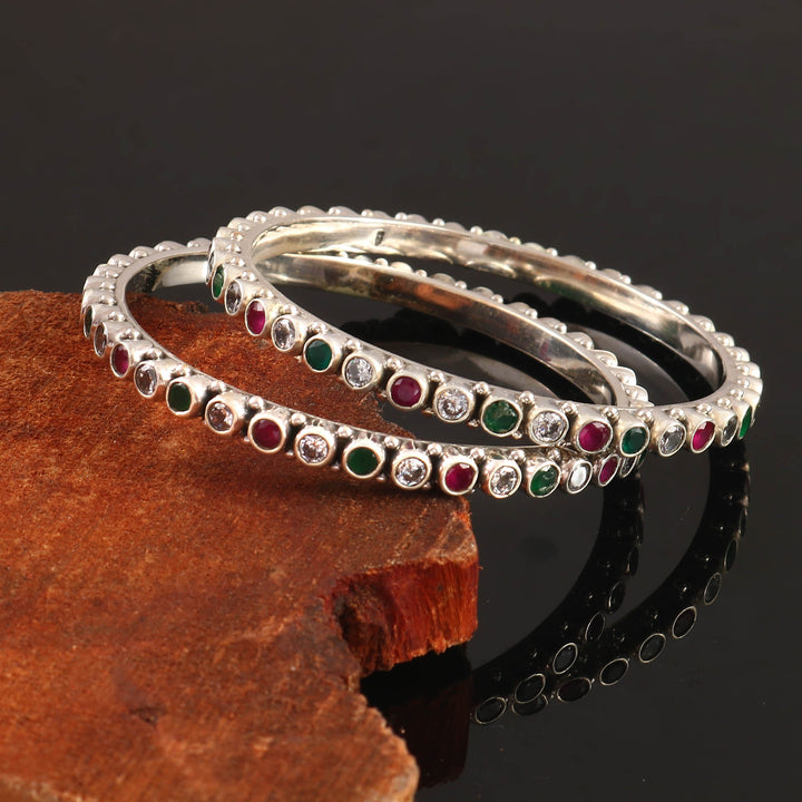 Silver Multi Color Classic Rawa Bangles