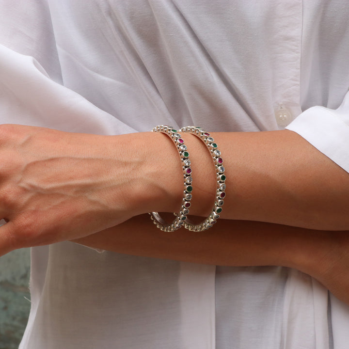 Silver Multi Color Classic Rawa Bangles