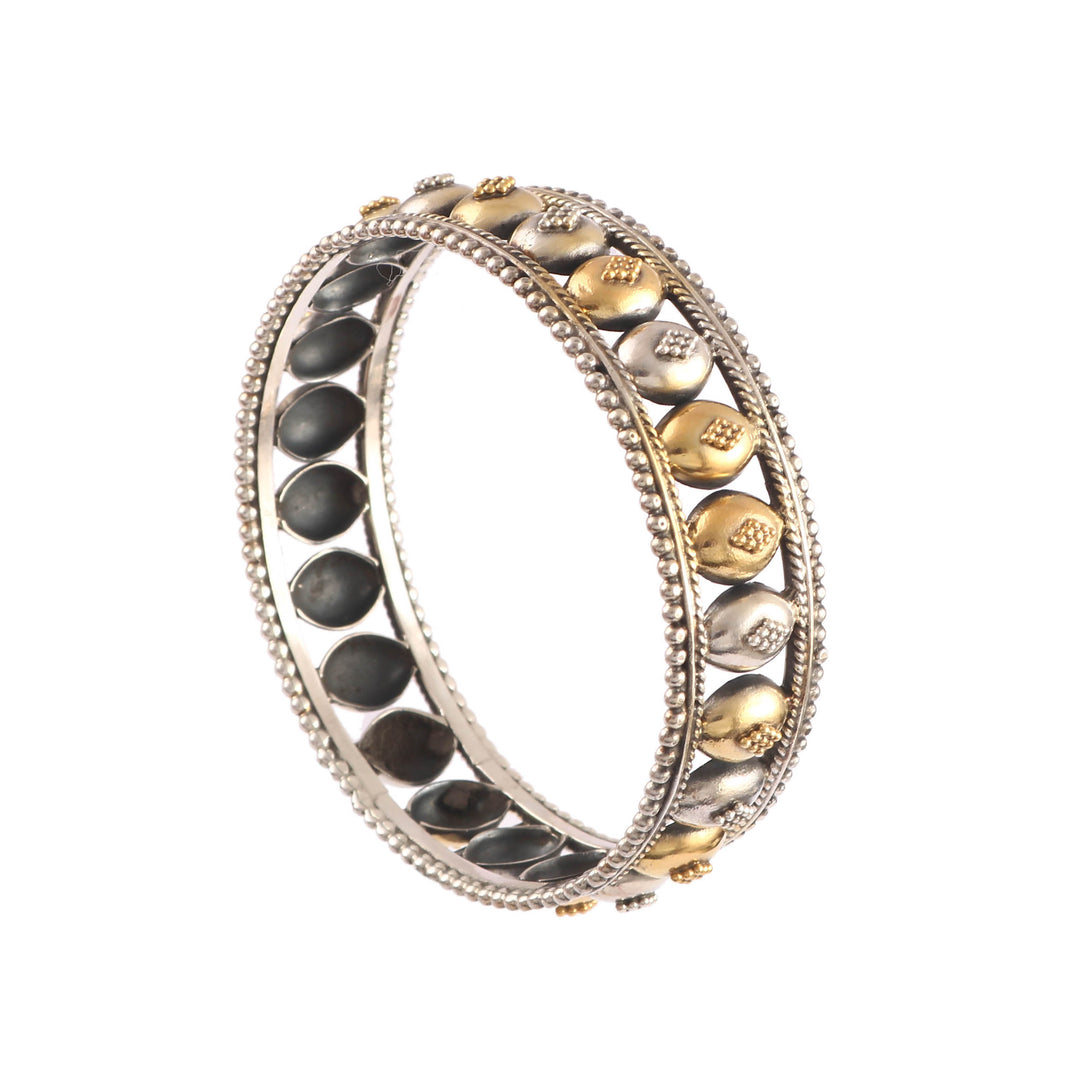 Dual Tone Silver Kada Bangle