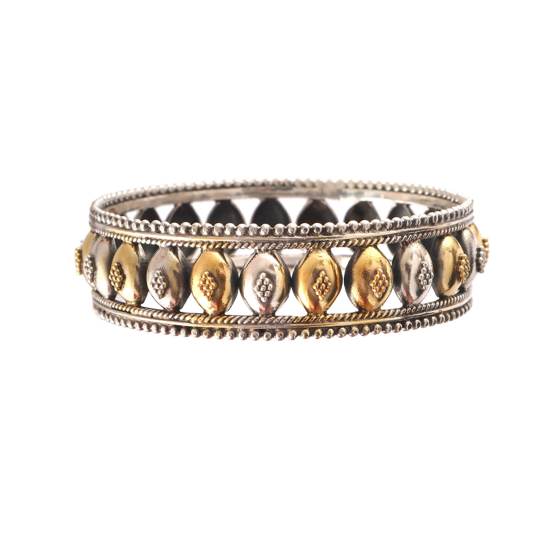 Dual Tone Silver Kada Bangle