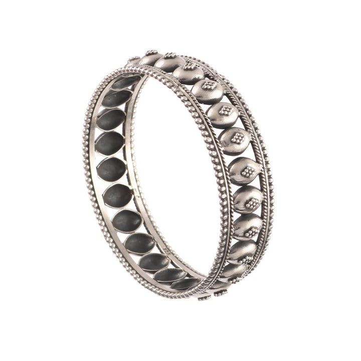 Silver Oxidized Statement Rawa Kada Bangle