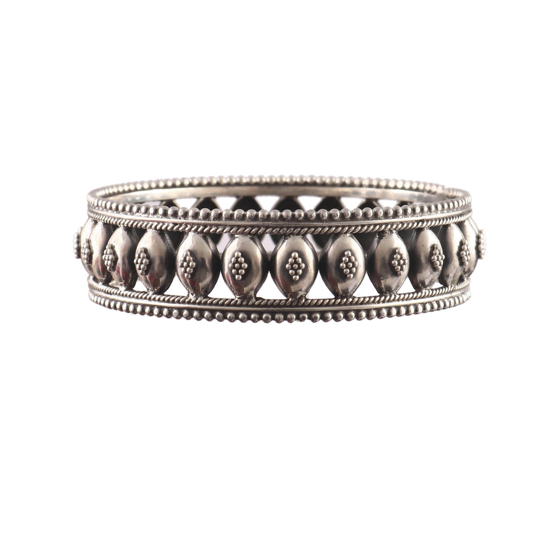 Silver Oxidized Statement Rawa Kada Bangle