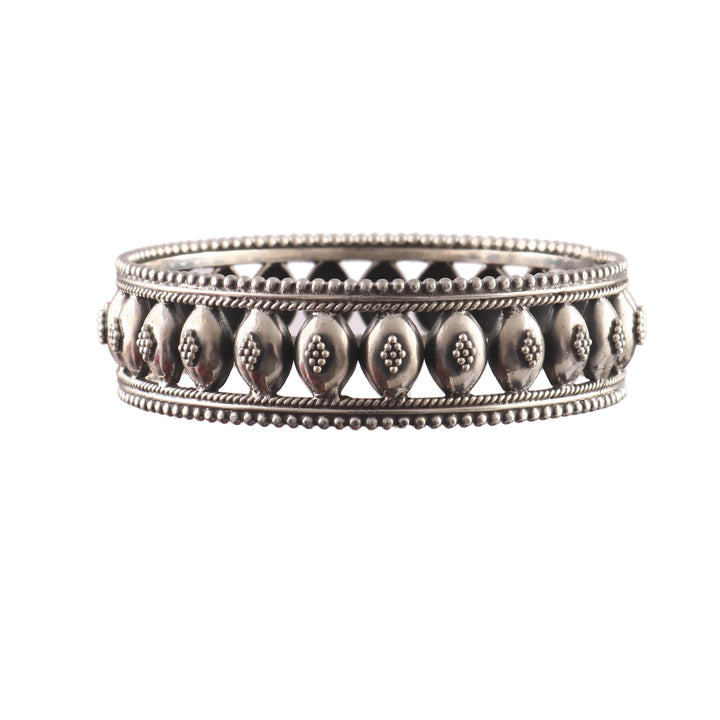 Silver Oxidized Statement Rawa Kada Bangle