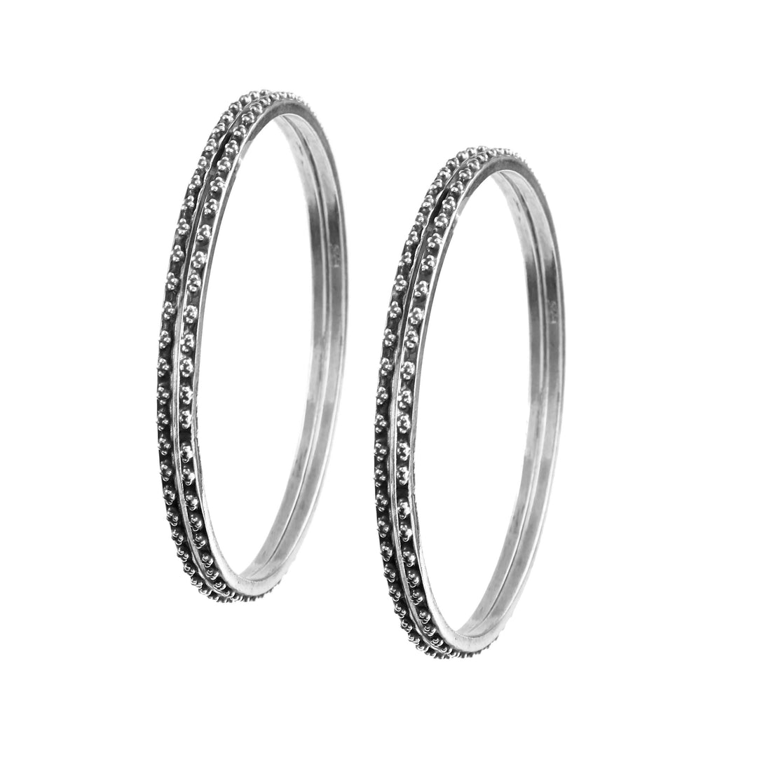 Silver Oxidized Rawa Chudi Bangles