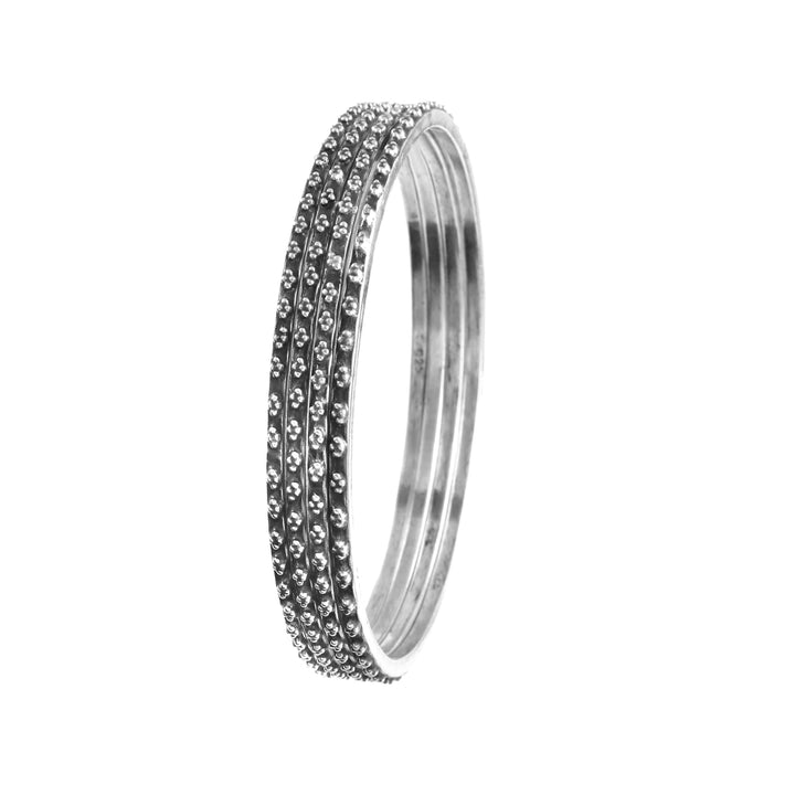 Silver Oxidized Rawa Chudi Bangles