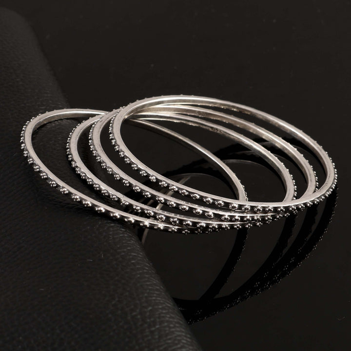 Silver Oxidized Rawa Chudi Bangles
