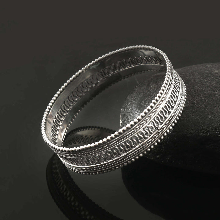Silver Classic Oxidized Rawa Kada Bangle